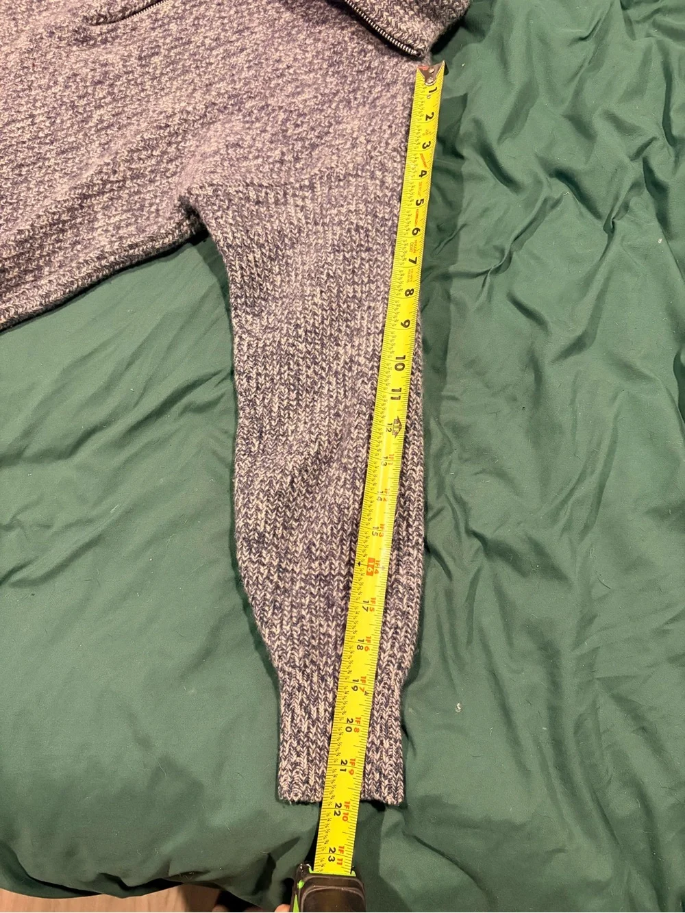 Everlane Heathered Blue-Gray Zip Knit Sweater, 100% wool - Picture 7 of 7